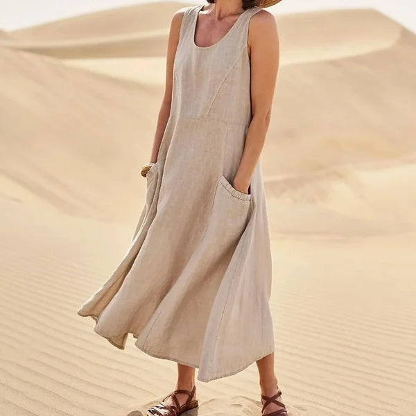 Dahlia | White Linen Dress – Elegant, Breathable & Voluminous 11