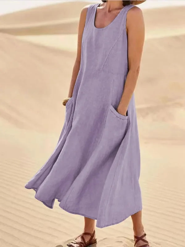 Dahlia | White Linen Dress – Elegant, Breathable & Voluminous 4