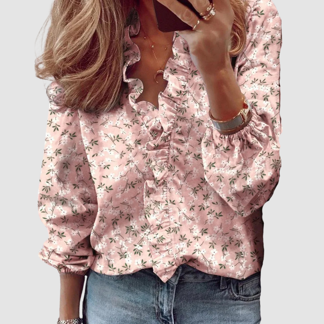Daisy | Charming And Romantic Floral Ruffle Blouse 0