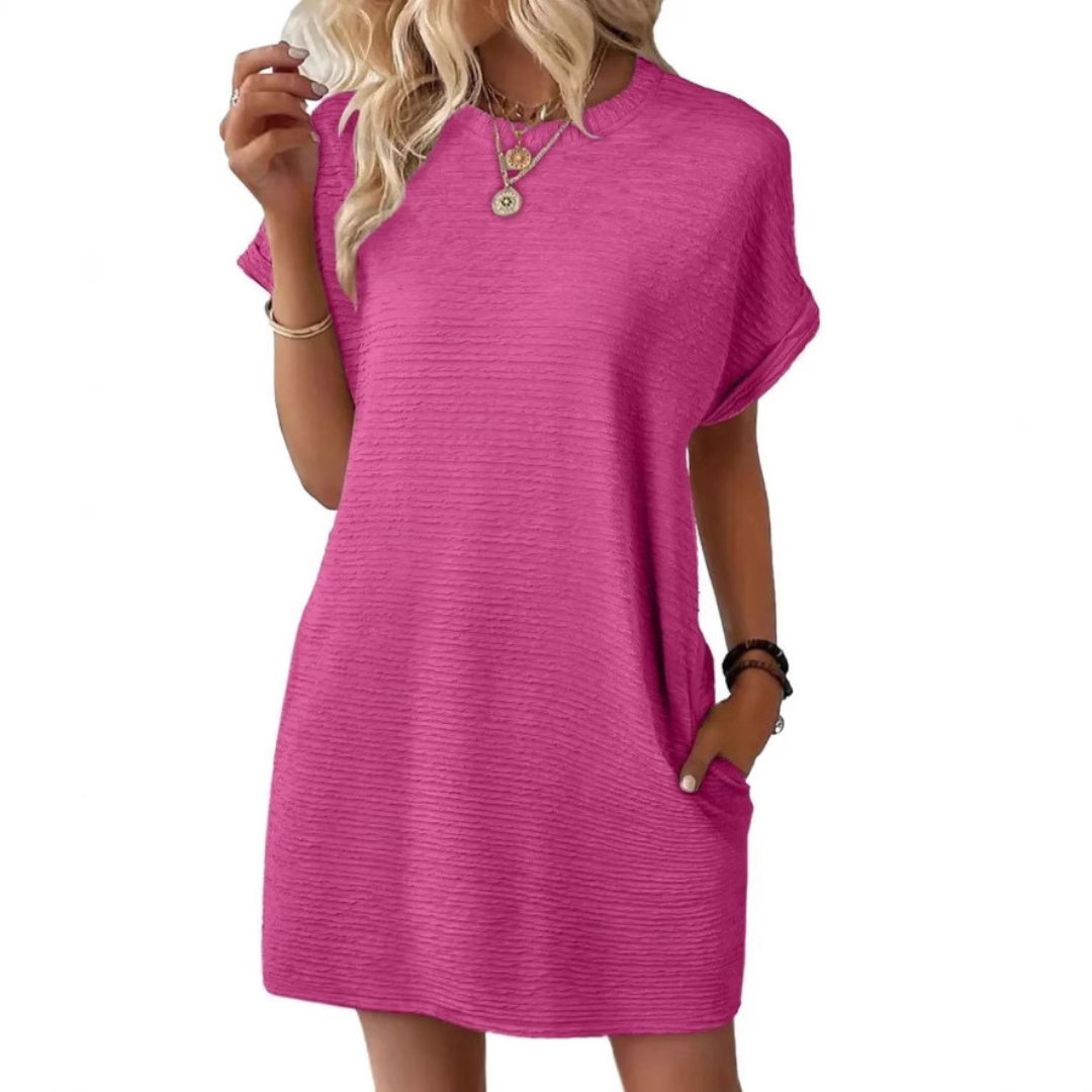 Debra | Textured Ribbed T-Shirt Dress 0