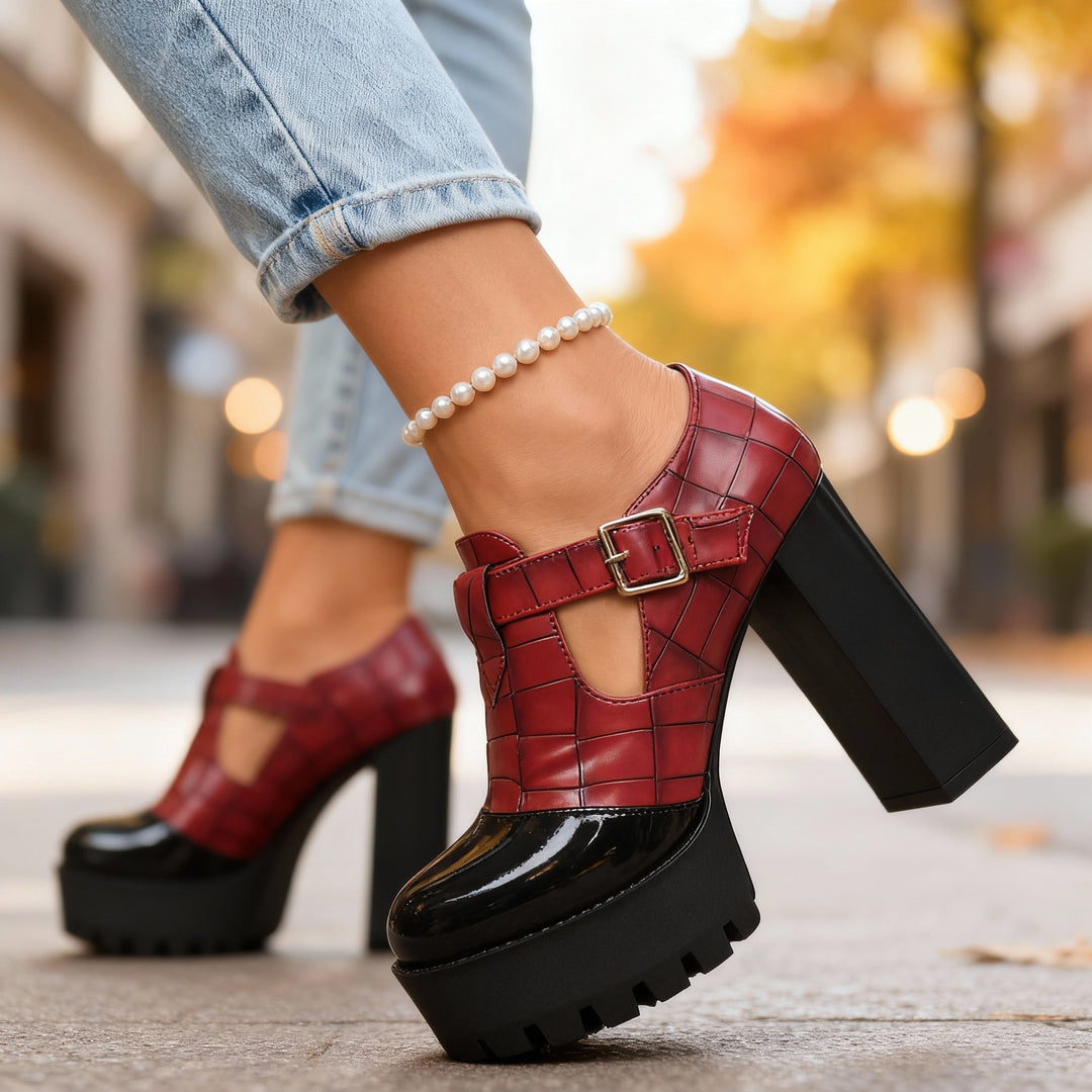 Delaine | Women's Pumps Platform Block Heel Vintage Charm Stylish Fit 1