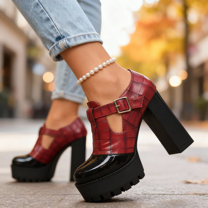 Delaine | Women's Pumps Platform Block Heel Vintage Charm Stylish Fit 1