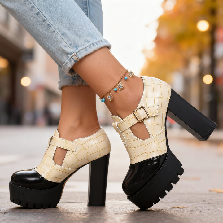 Delaine | Women's Pumps Platform Block Heel Vintage Charm Stylish Fit 6