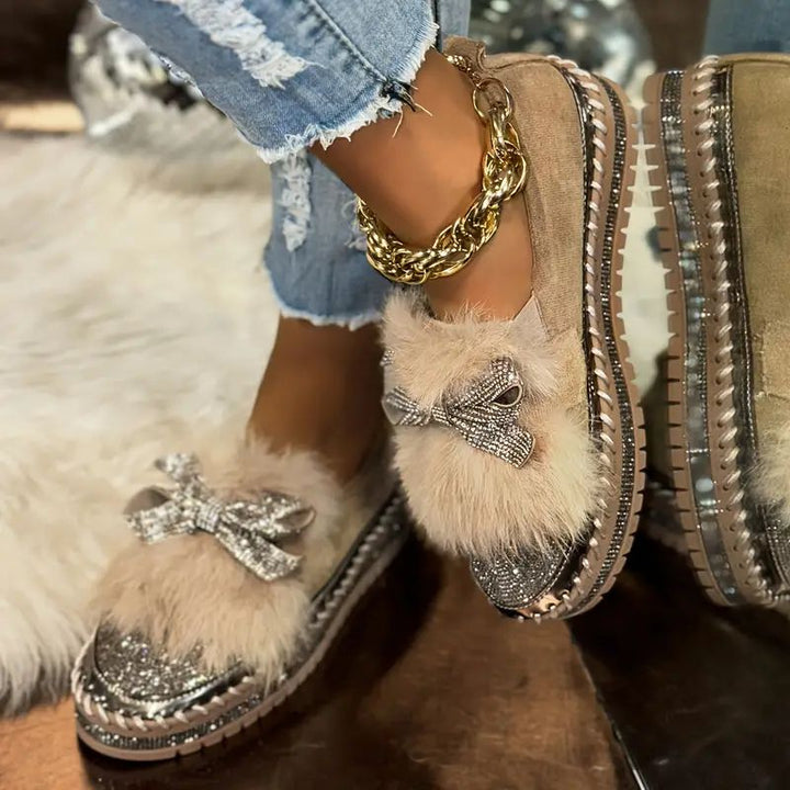 Delilah | Elegant Platform Loafers with Crystal Bow Detail for Women 1