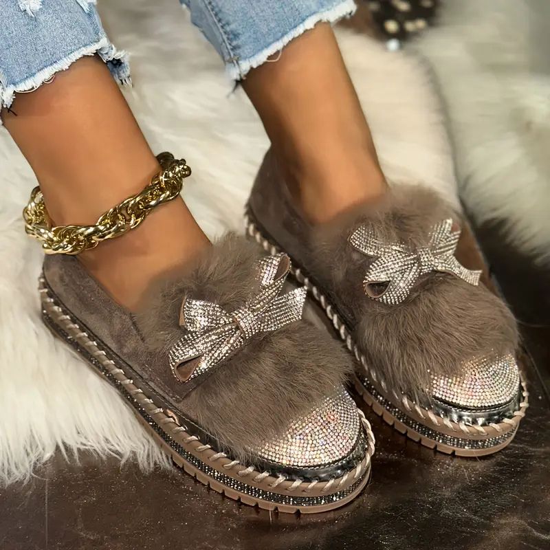 Delilah | Elegant Platform Loafers with Crystal Bow Detail for Women 2