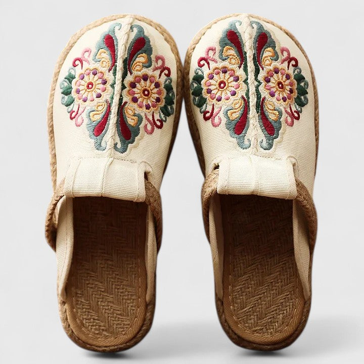Delphina | Floral embroidered mules 0