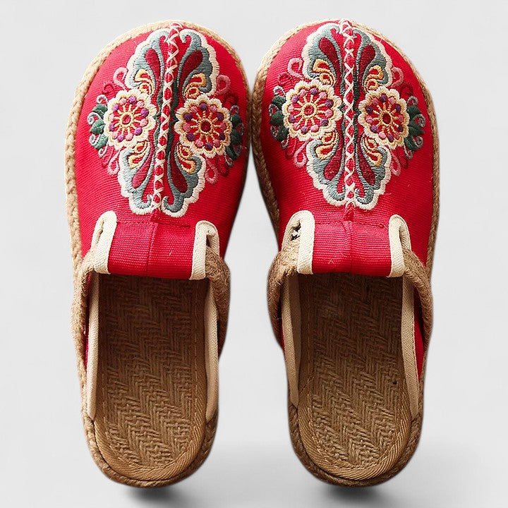 Delphina | Floral embroidered mules 1
