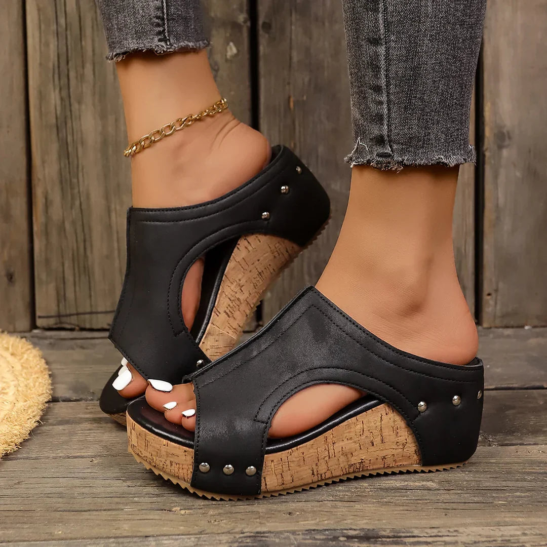 Diana | Felicity Women’s Studded Cork Wedge Sandals 0