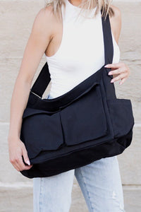 Nora | Oversized Black Canvas Tote Bag