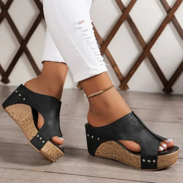 Elara | Black Wedge Sandals for Women Comfortable Minimalist Style 2