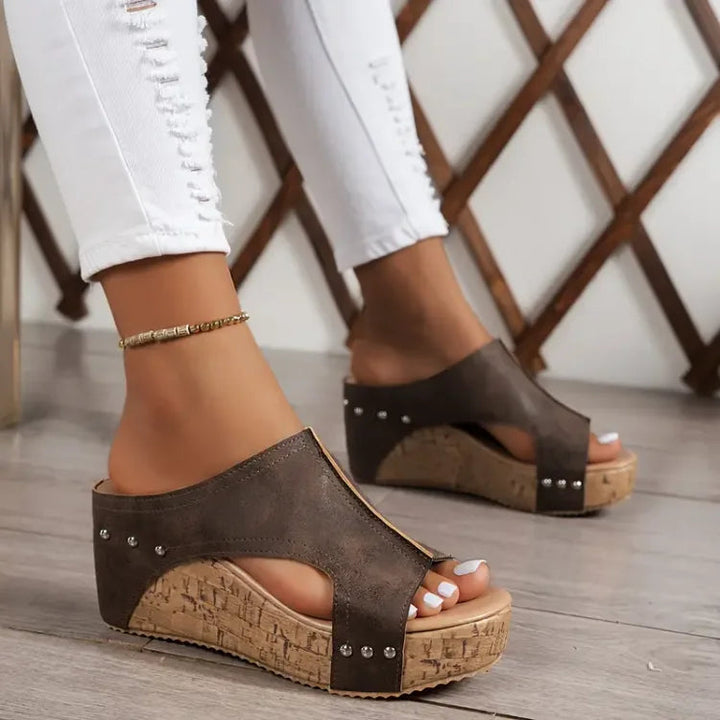 Elara | Black Wedge Sandals for Women Comfortable Minimalist Style 3