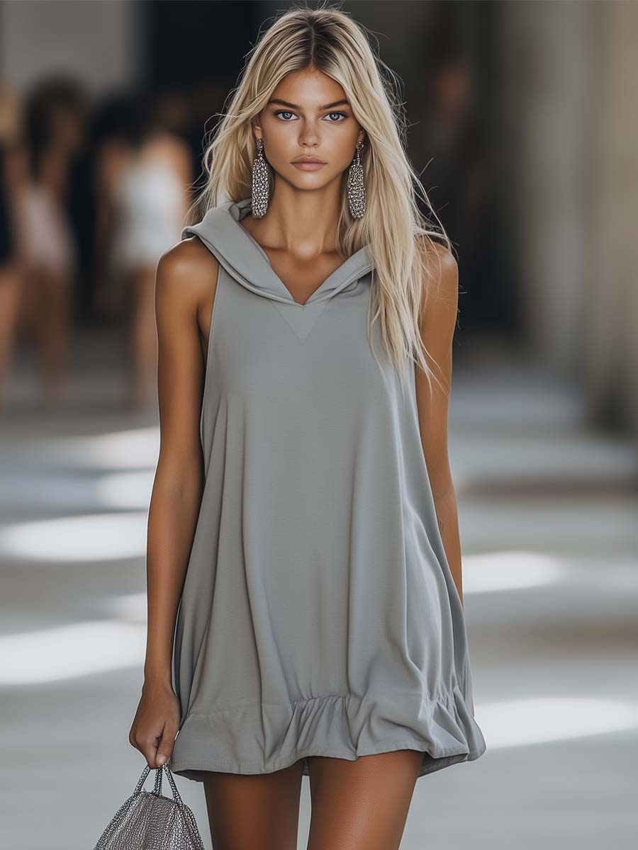 Eleanor | Casual and Comfortable Sleeveless Hooded Mini Dress 1