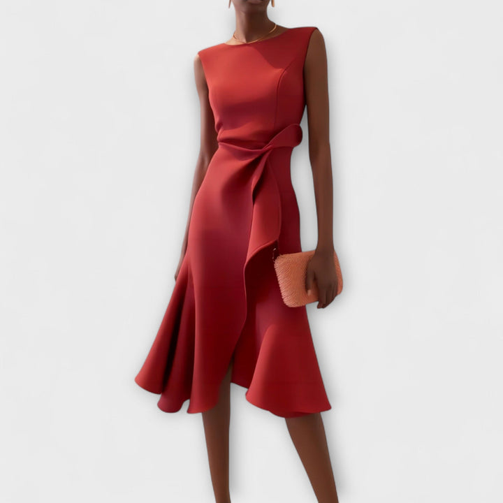 Eleanor | Elegant Asymmetric Midi Dress for Special Occasions 0