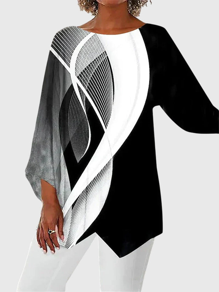 Eleanor | Elegant butterfly print top with asymmetric hem 3