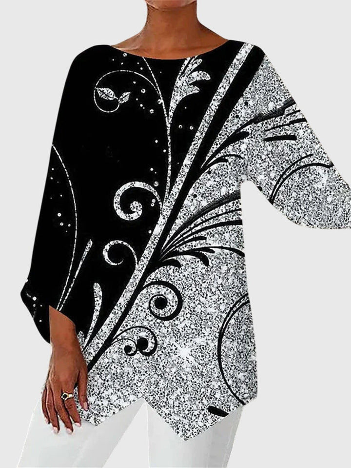 Eleanor | Elegant butterfly print top with asymmetric hem 5