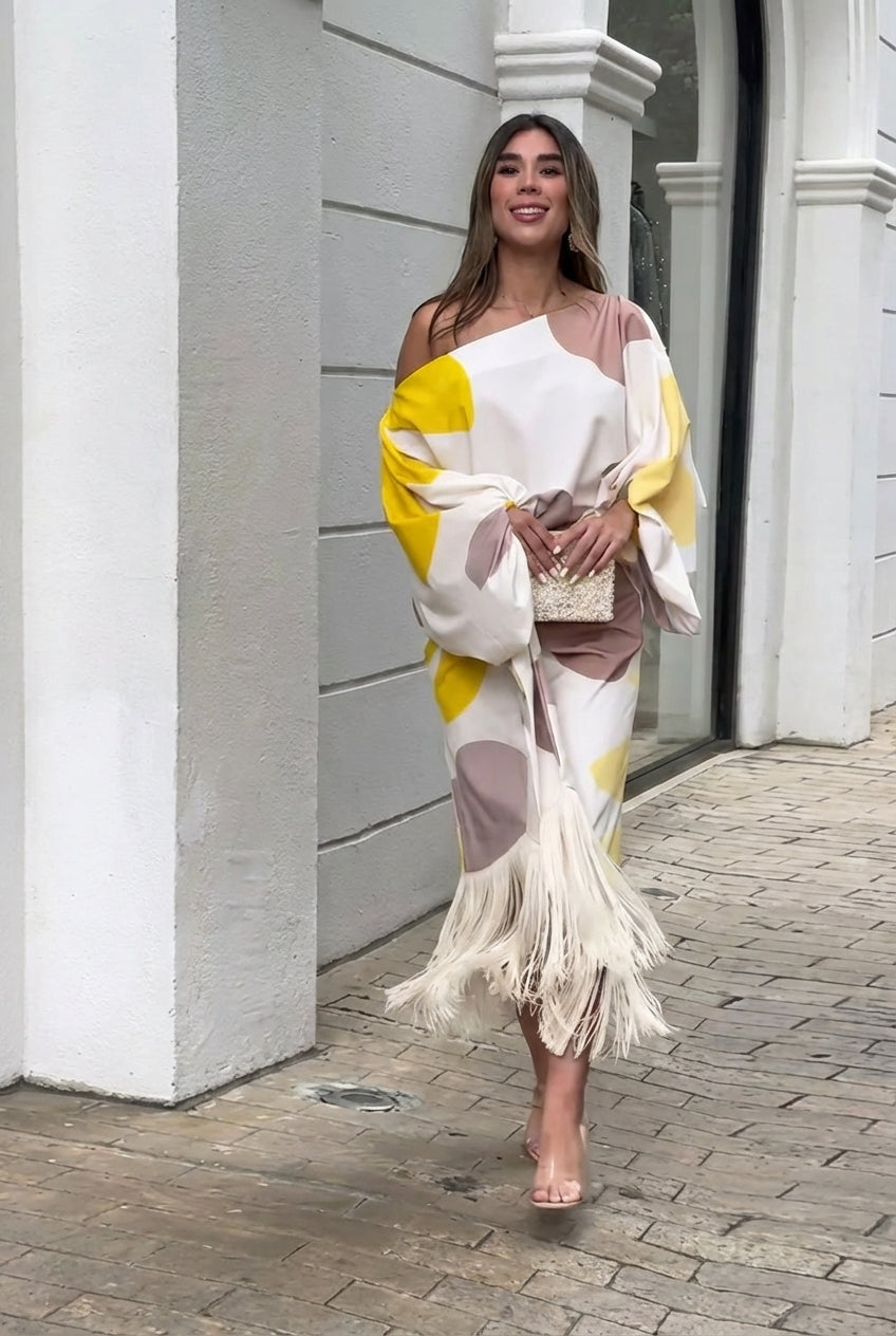 Elena | Breezy & Effortless Flow Women’s One Shoulder Fringe Set 0