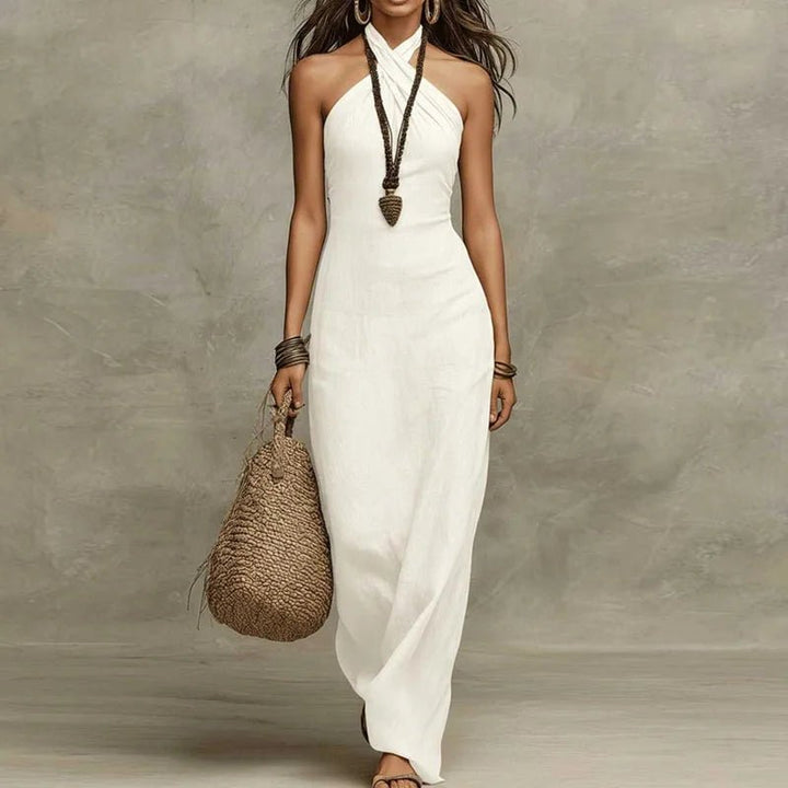 Elena | Elegant And Breathable Halter Maxi Dress 0