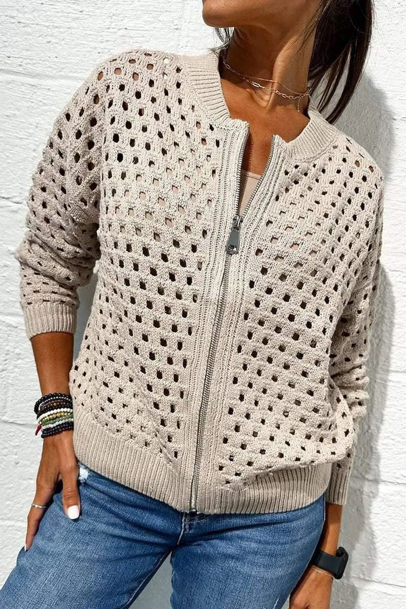 Elena | Elegant And Breathable Open Knit Cardigan 0