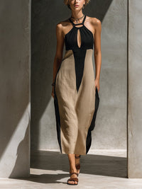 Sienna | Color-Block Neckholder-Midikleid