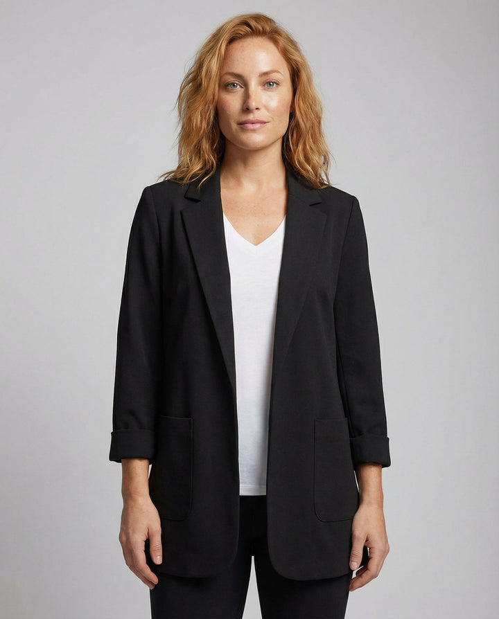 Elena | Elegant Tailored Longline Open Blazer 0