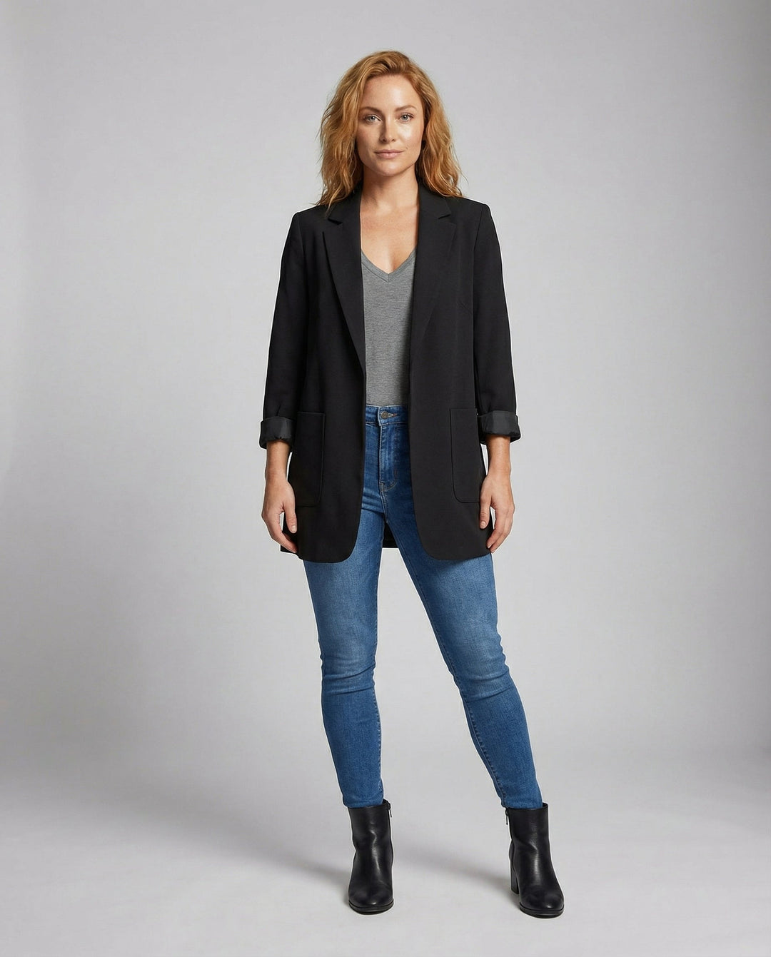 Elena | Elegant Tailored Longline Open Blazer 1