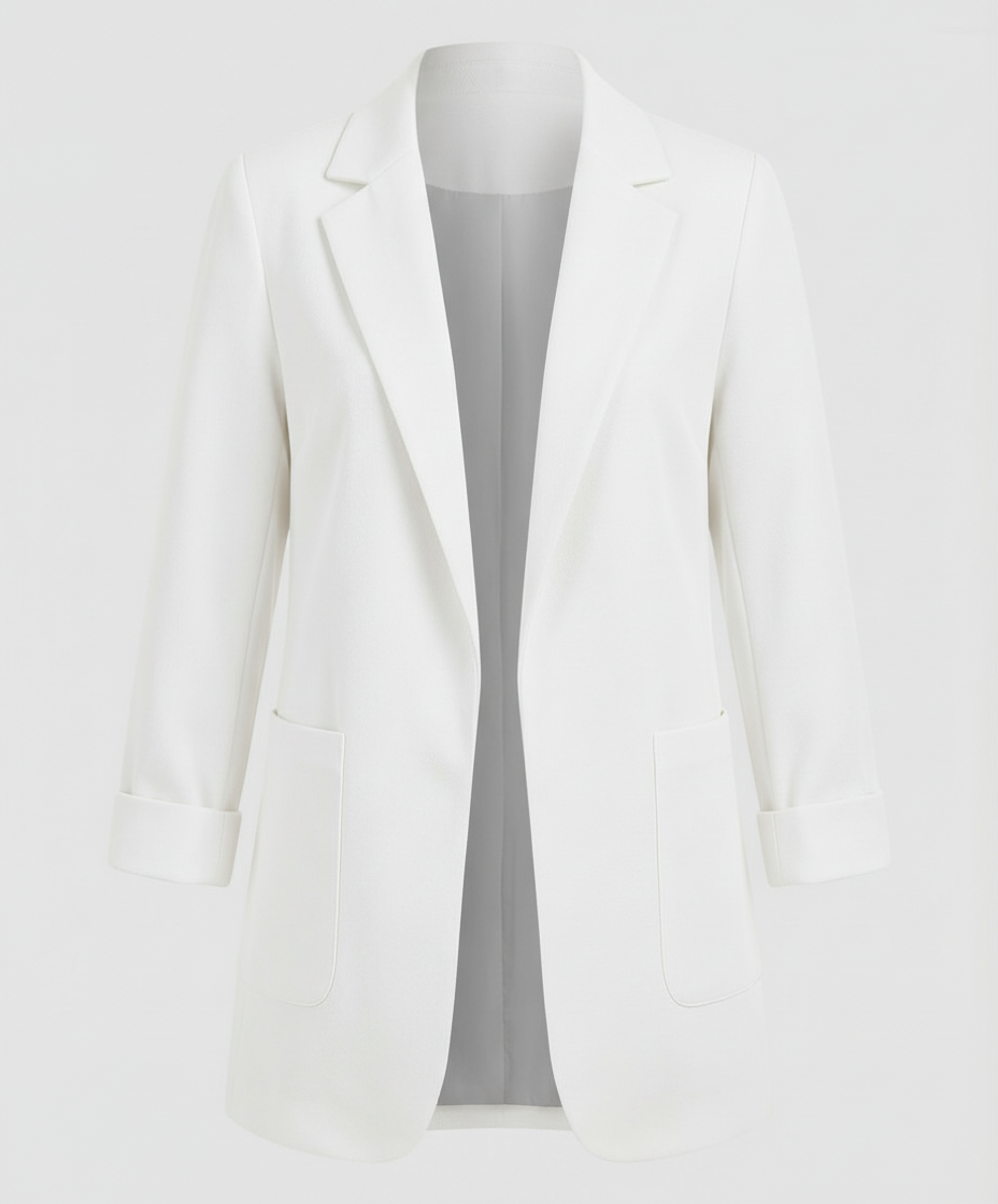 Elena | Elegant Tailored Longline Open Blazer 11