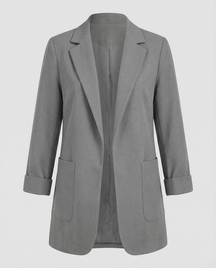 Elena | Elegant Tailored Longline Open Blazer 5