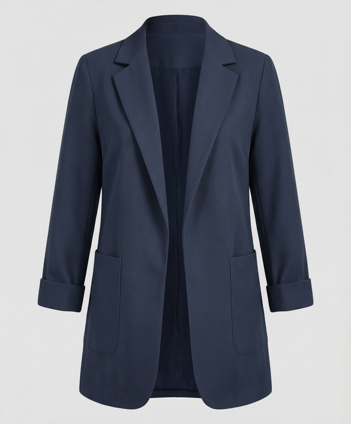 Elena | Elegant Tailored Longline Open Blazer 9