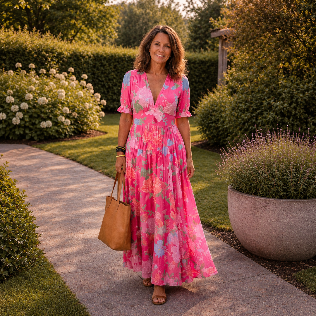 Elena | Graceful and Elegant Floral Pleated Maxi Dress 2