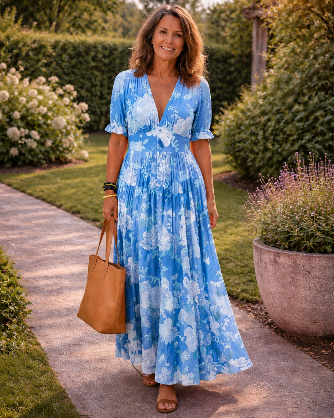 Elena | Graceful and Elegant Floral Pleated Maxi Dress 3
