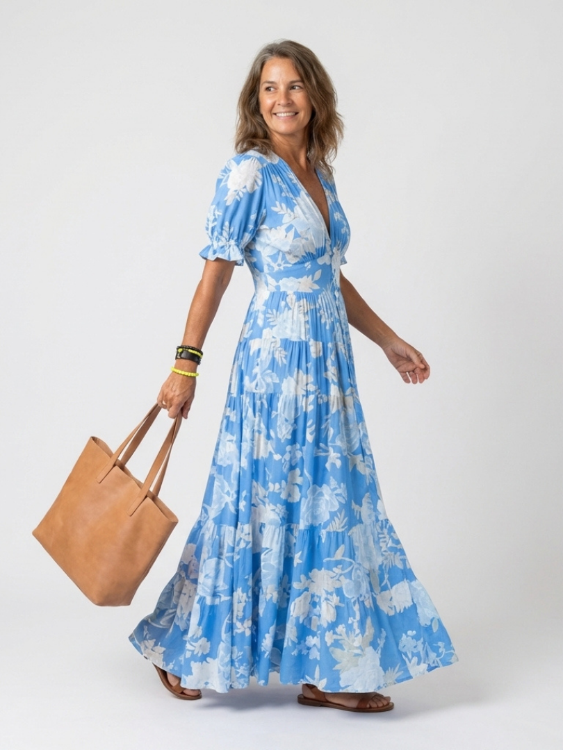 Elena | Graceful and Elegant Floral Pleated Maxi Dress 8