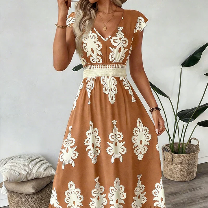Eliza | Elegant Graphic Print A-Line Midi Dress 13