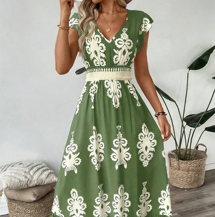 Eliza | Elegant Graphic Print A-Line Midi Dress 5