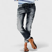 Willow | Jeans denim a gamba larga con effetto consumato e stile grintoso