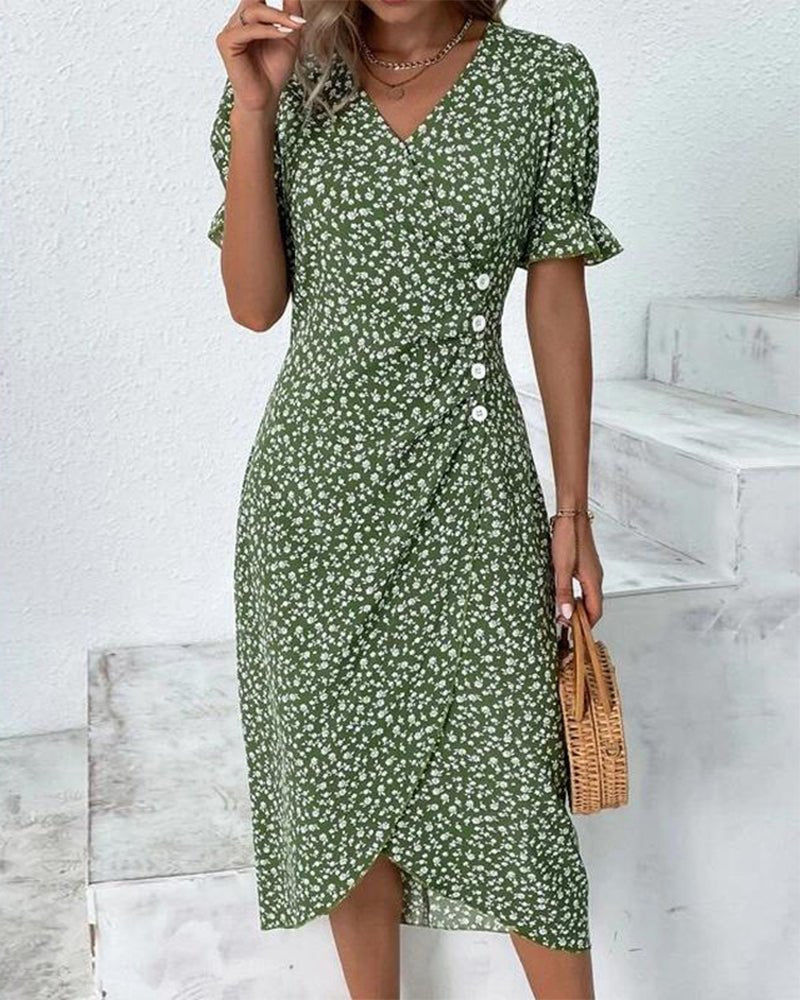 Elsie | Elegant And Flowing Midi Wrap Dress 0