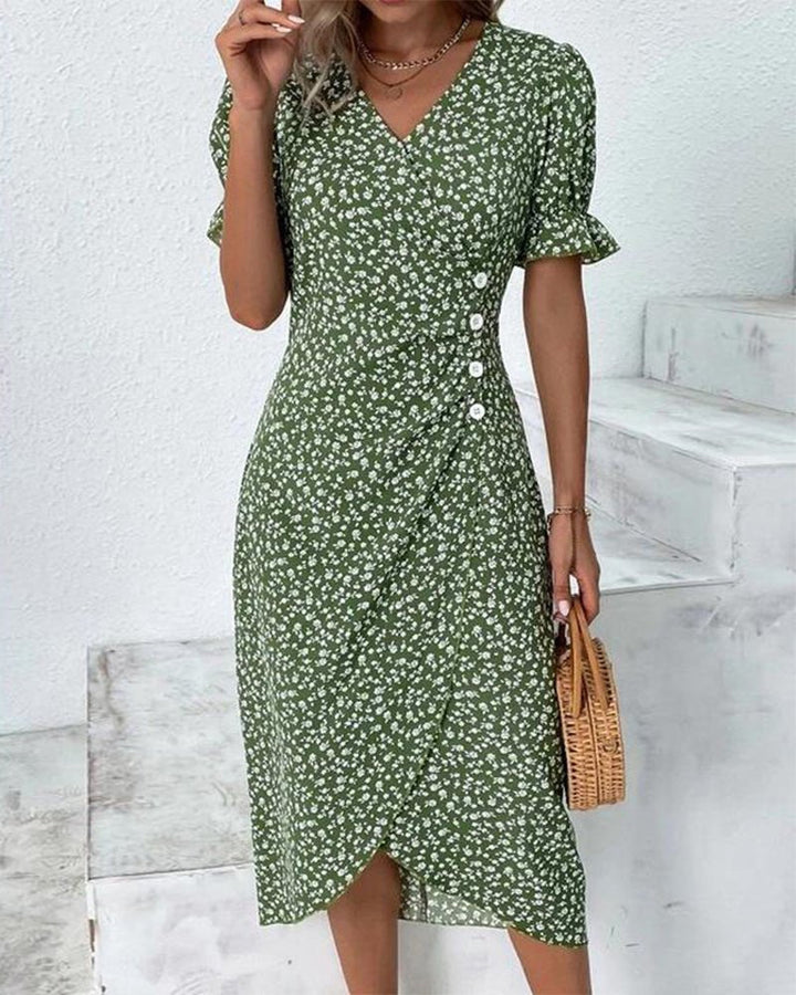 Elsie | Elegant And Flowing Midi Wrap Dress 0