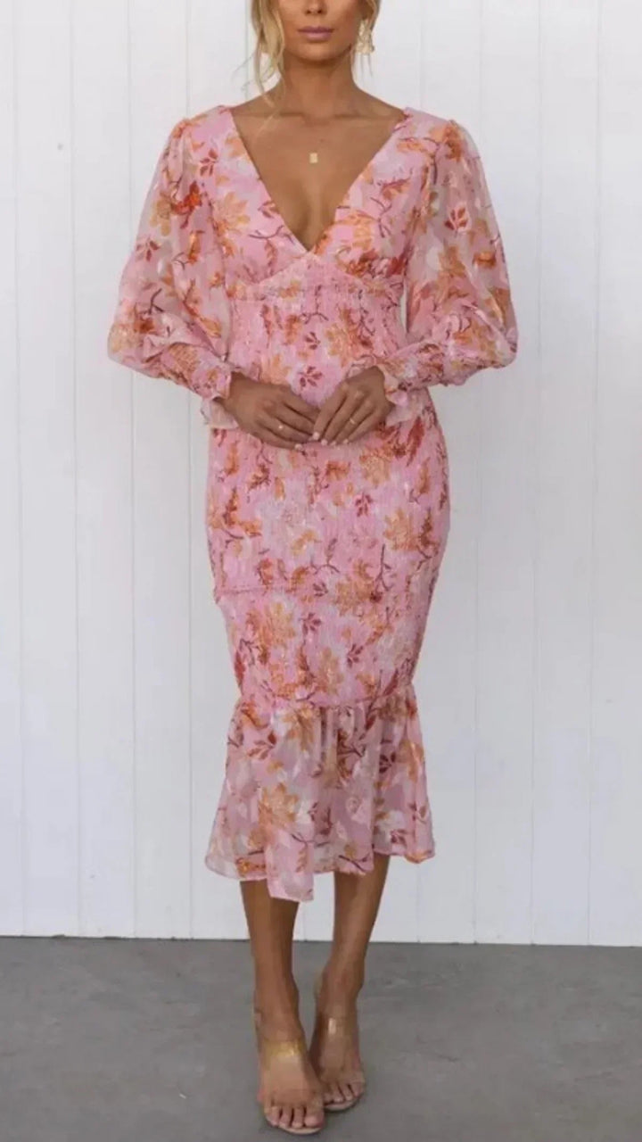 Elysia | Floral Dress Wedding Guest Elegant Flowing Summer Fit 0