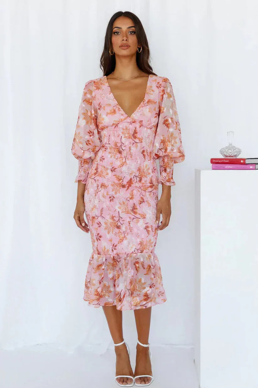 Elysia | Floral Dress Wedding Guest Elegant Flowing Summer Fit 3