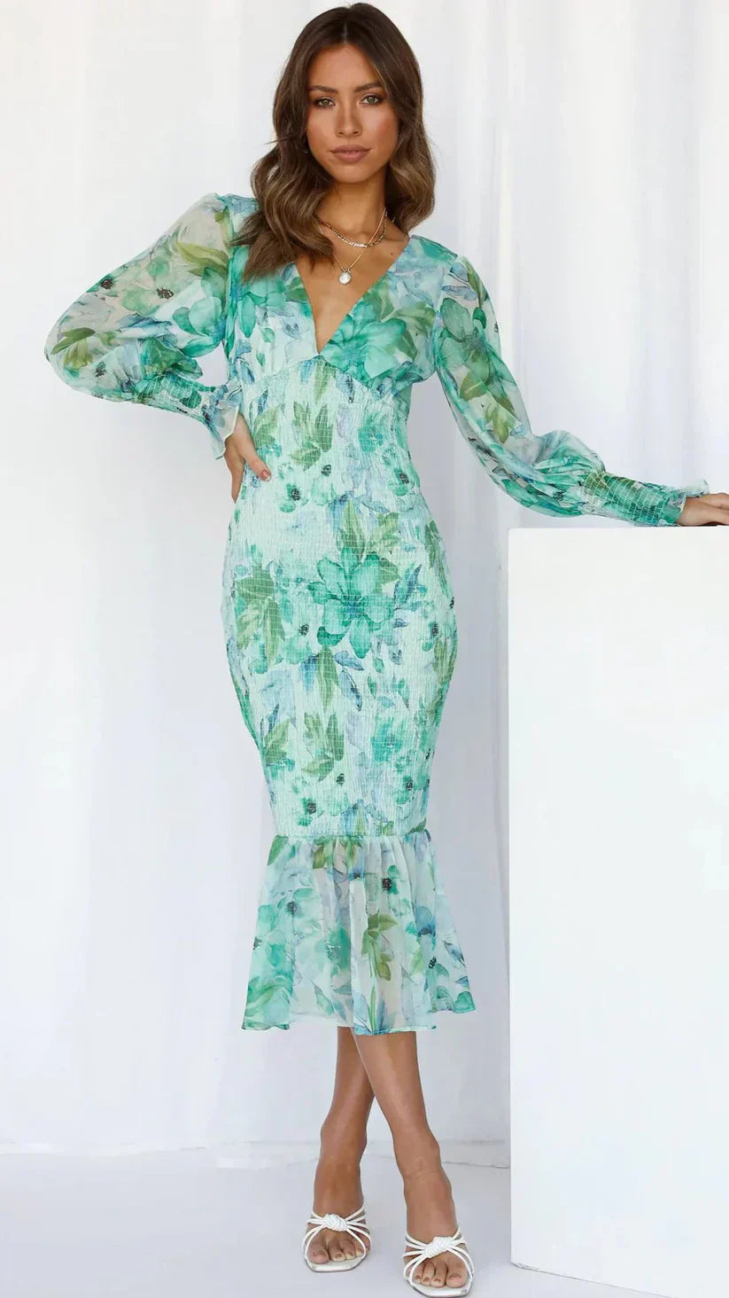 Elysia | Floral Dress Wedding Guest Elegant Flowing Summer Fit 5