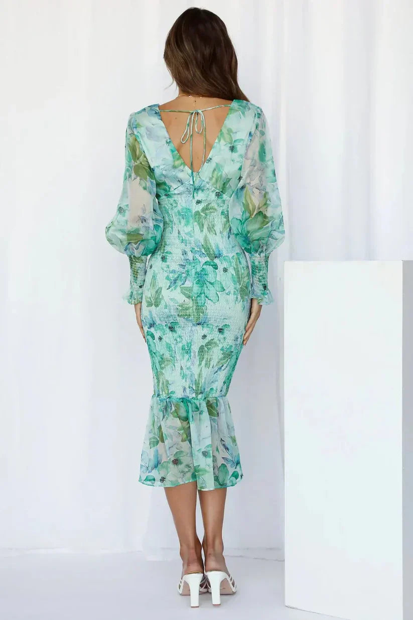 Elysia | Floral Dress Wedding Guest Elegant Flowing Summer Fit 6