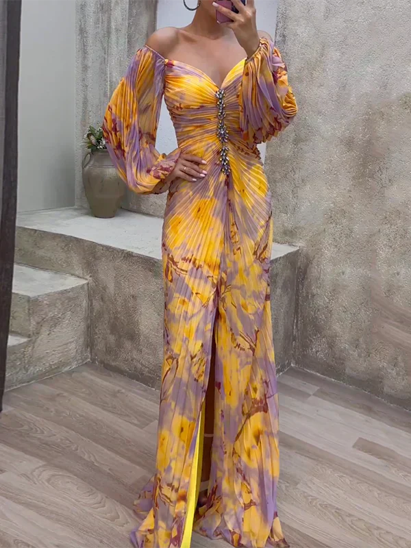 Elysia | Womens Dress Off-Shoulder Elegant Wedding Guest V-Neck Style 0