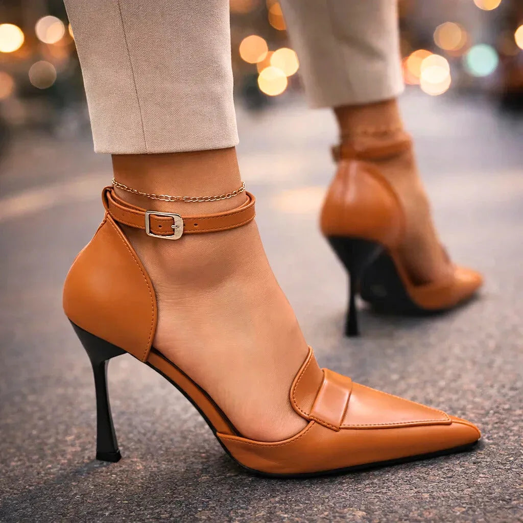 Emily | Elegant Ankle Strap Pointed-Toe Heels 0