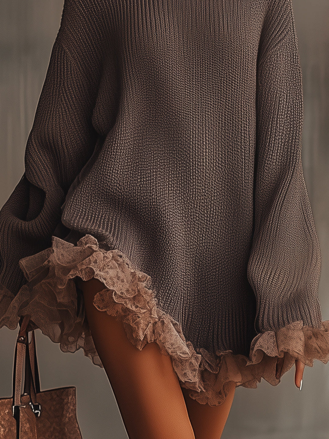 Emily | Elegant Ruffled Knit Winter Sweater Dress 1