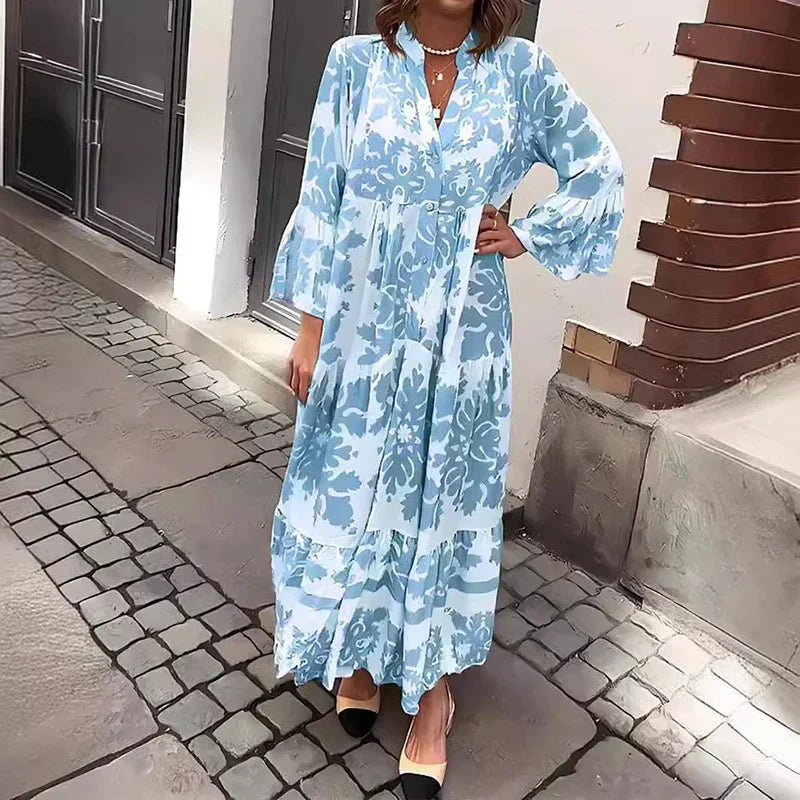 Emma | Modern Artistic Paisley Floral Long Sleeve Midi Dress 1