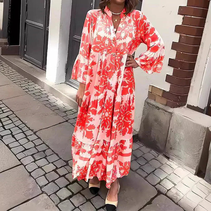Emma | Modern Artistic Paisley Floral Long Sleeve Midi Dress 2