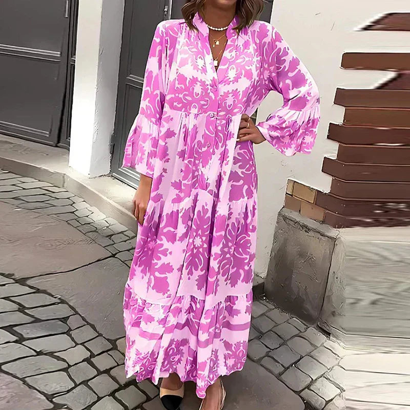 Emma | Modern Artistic Paisley Floral Long Sleeve Midi Dress 3