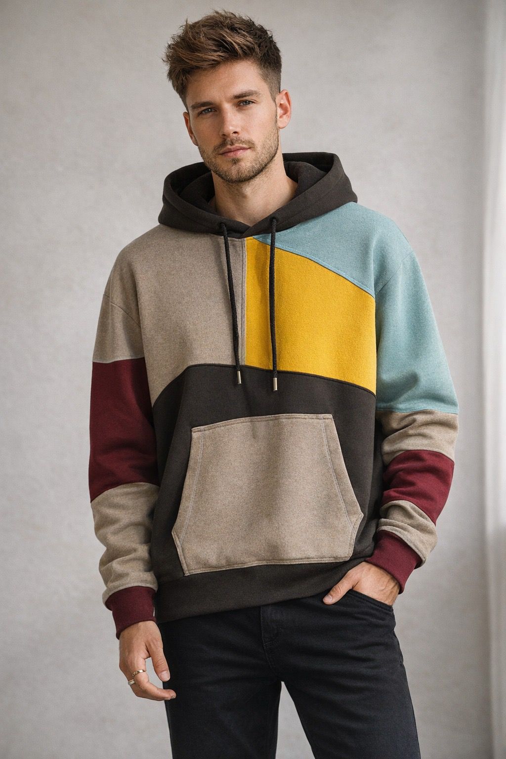 Ethan | Modern Color-Block Oversized Hoodie for Men 4