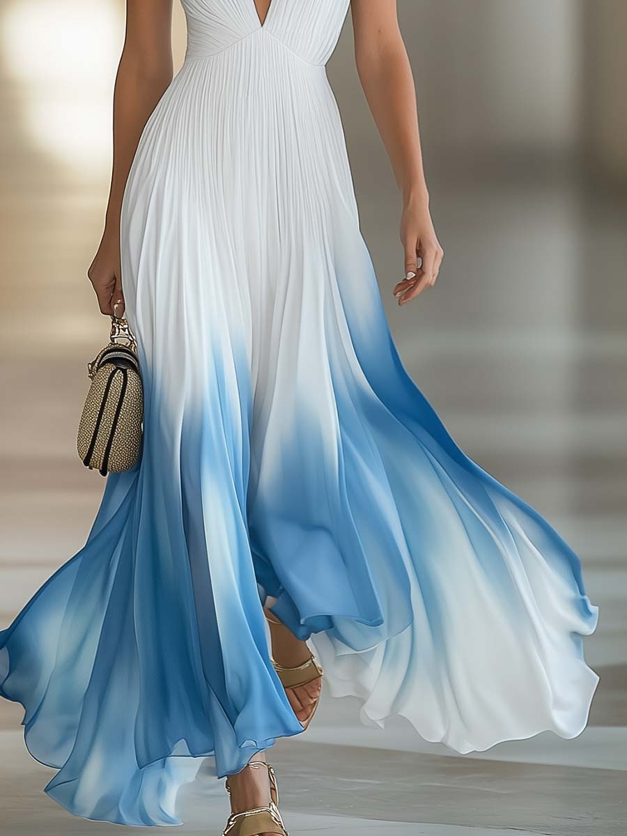 Evelina | Elegant V-Neck Gradient Maxi Dress 3