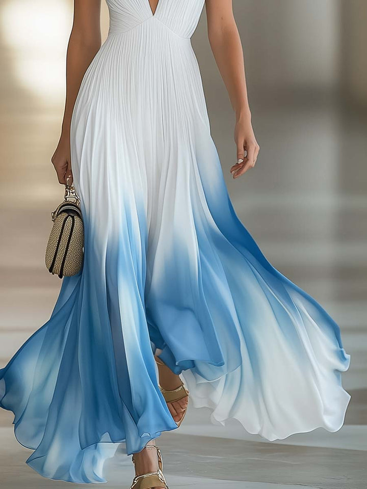 Evelina | Elegant V-Neck Gradient Maxi Dress 3