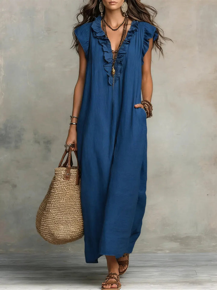 Evelyn | Elegant And Feminine Ruffle V-Neck Maxi Dress 2